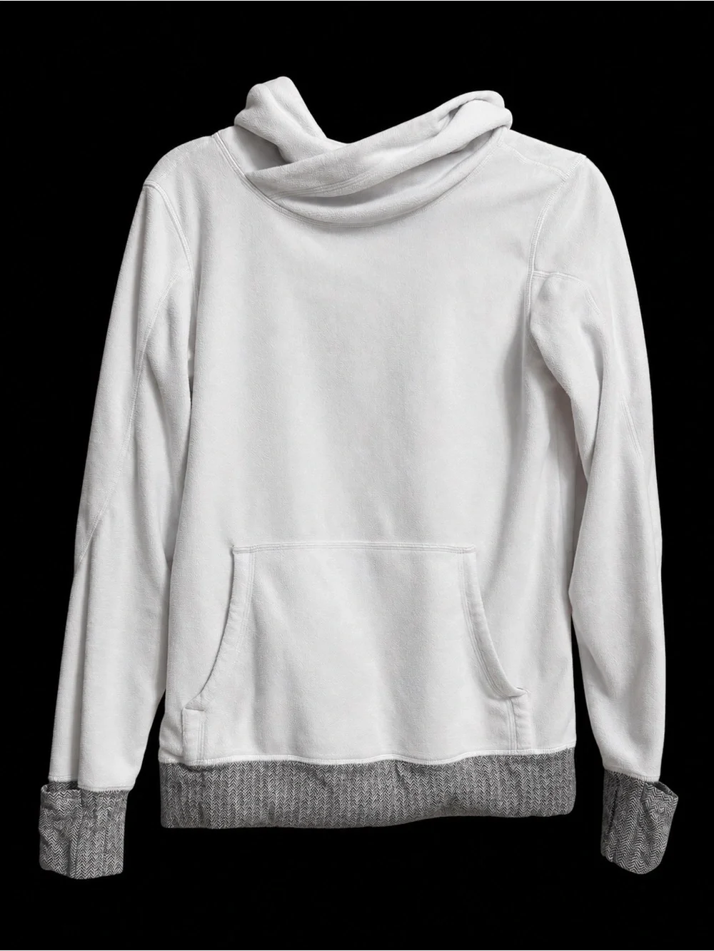 Lululemon Runaway Fleece Hoodie Medium White Herringbone Cuffins Pullover